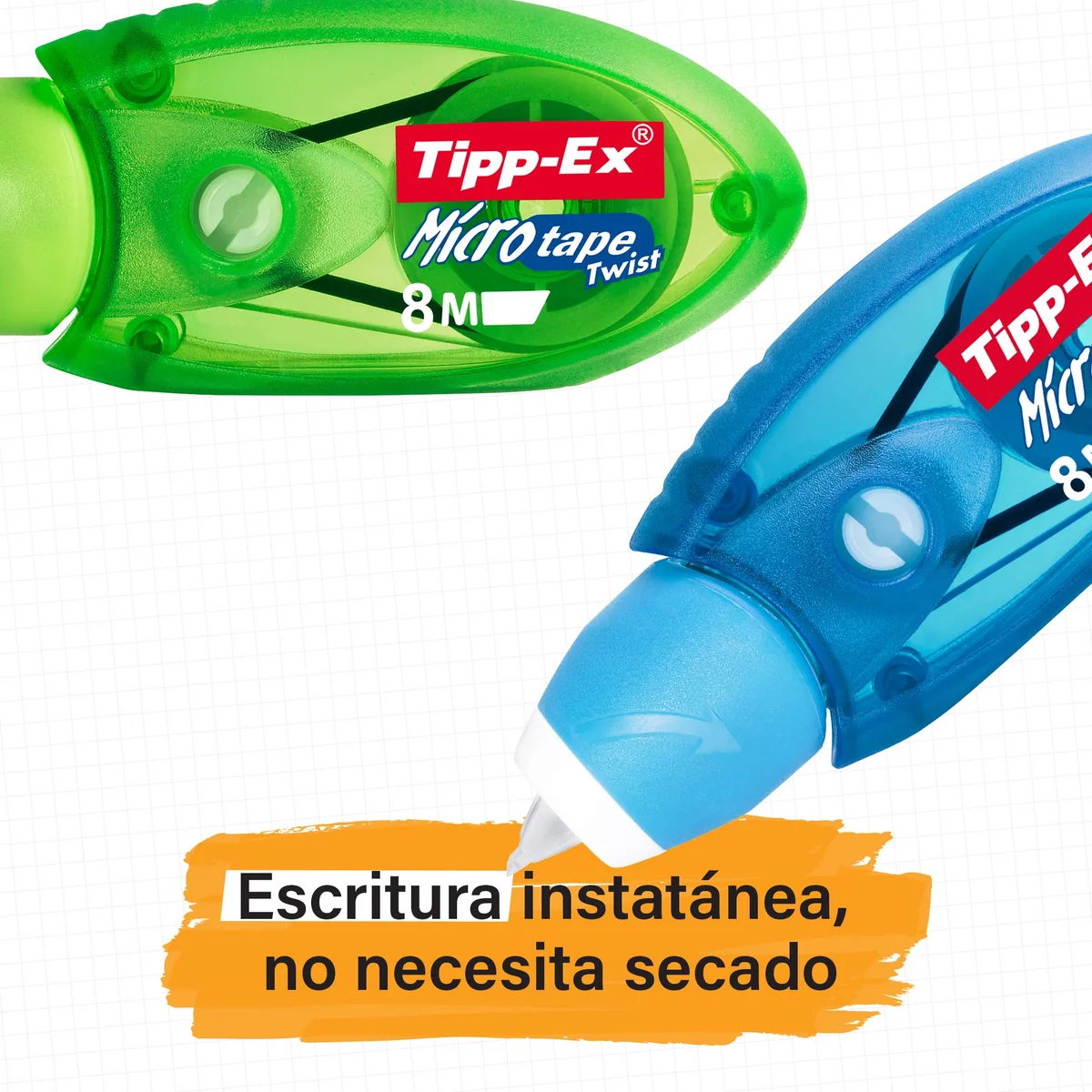 BIC Tipp-Ex Cinta Correctora Blanca de Bolígrafos, Óptimo para Material Escolar, Micro Tape Twist, 8m x 5mm, Con Cabezal Rotativo, Caja de 10