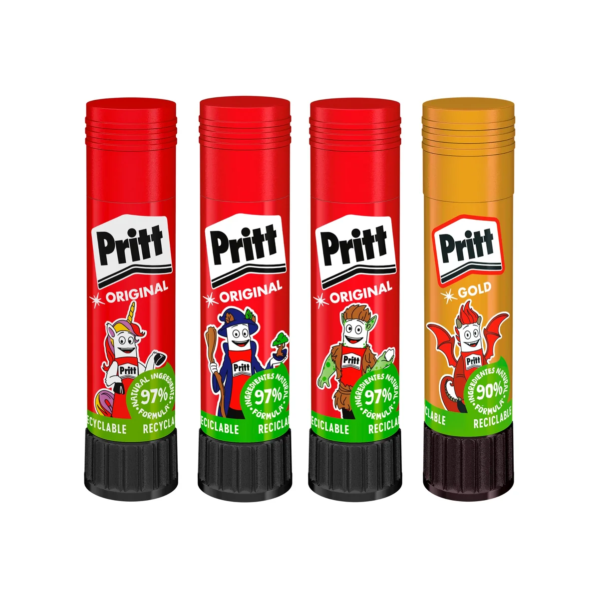 Pritt Stick Original Pegamento Barra Escolar para Manualidades, 4 x 11 g