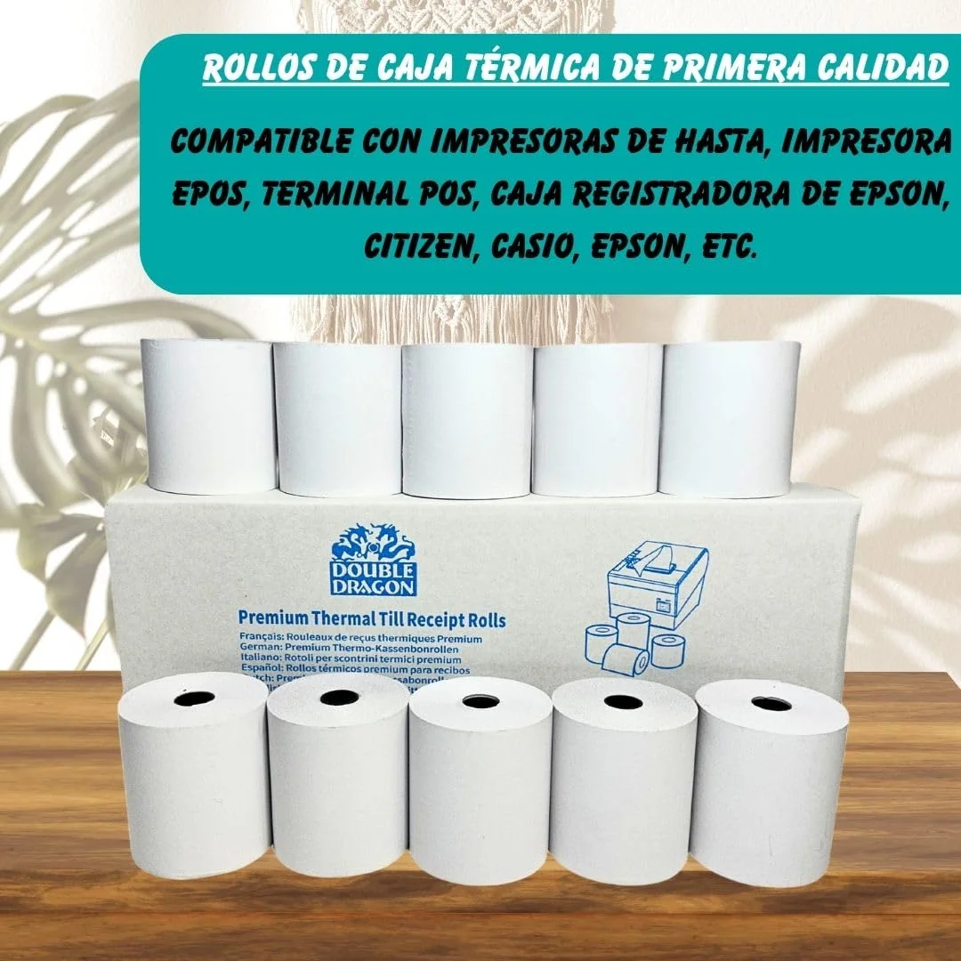 Double Dragon, Rollo de papel térmico premium de 80 x 80 mm para impresora EPOS, terminal POS, caja registradora [paquete de 20]