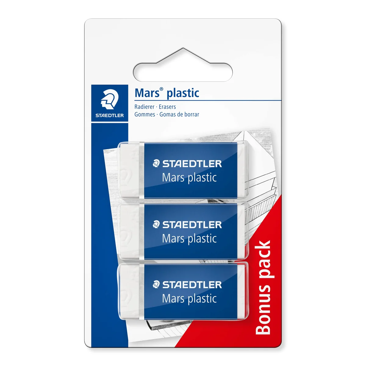 STAEDTLER Mars plastic 526 53 Gomas – pack 3, larga duración