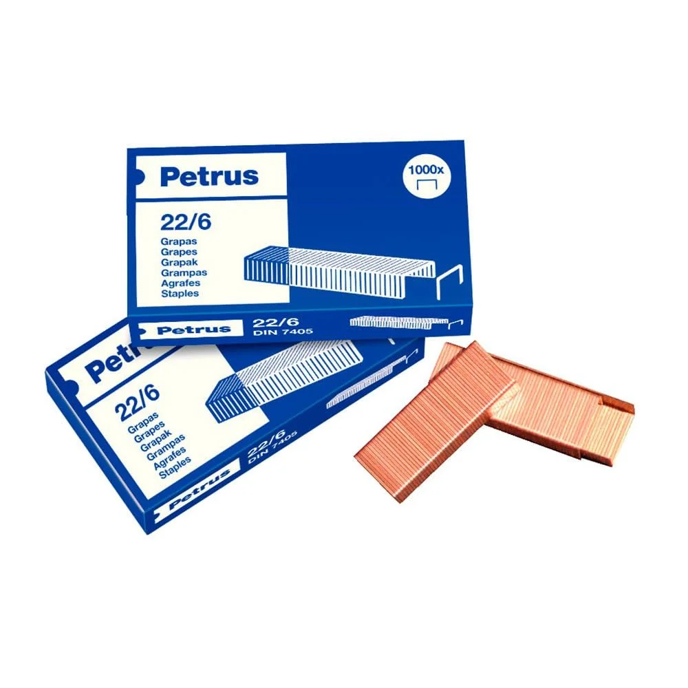 Petrus Grapas- Caja de 1000 Grapas de 22/6 - 1 caja, 55723