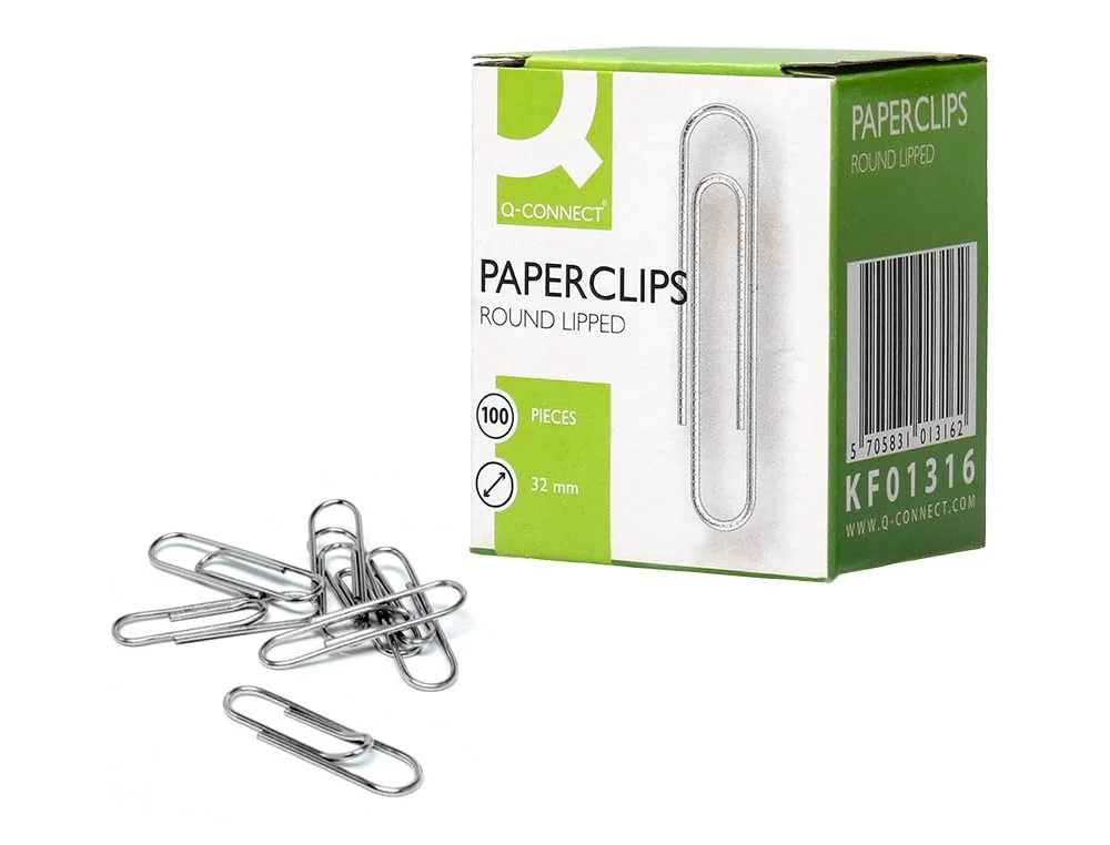 Q-Connect - Clips Niquelados Nº2 32 Mm Caja De 100