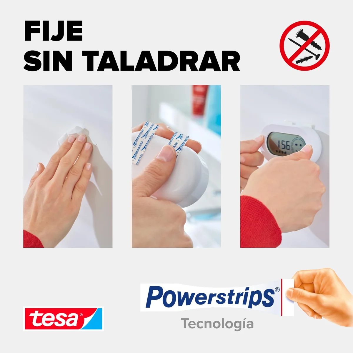 Powerstrips Grande - Tiras Adhesivas Doble Cara Ideales para Superficies Planas y Lisas - Para Objetos de hasta 2 kg, 10x