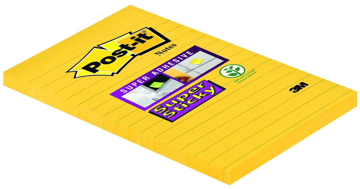 Post-It FT510093832 Notas Super Sticky, Color Amarillo (Ultra amarillo), Tamaño Standard, 152 x 102 mm, 6 Blocs