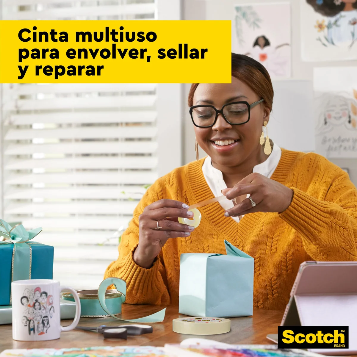 Scotch Cinta Adhesiva Transparente - 8 rollos - 19mm x 66m - Cinta Adhesiva para Uso General para el Colegio, el Hogar y la Oficina