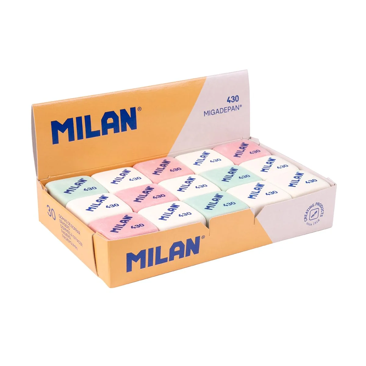 MILAN Bote 65 Gomas miga de pan Triangulares PNM4865 Color Surtido