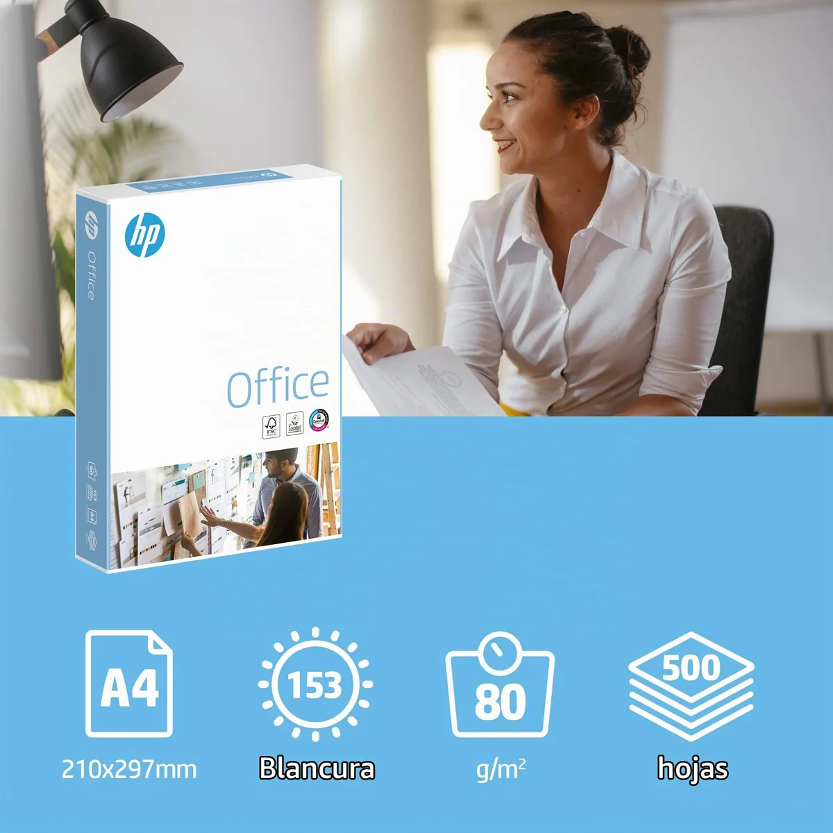 HP CHP110 - Papel de Impresora, DIN A4 80G, QM, color Blanco, 500 Hojas