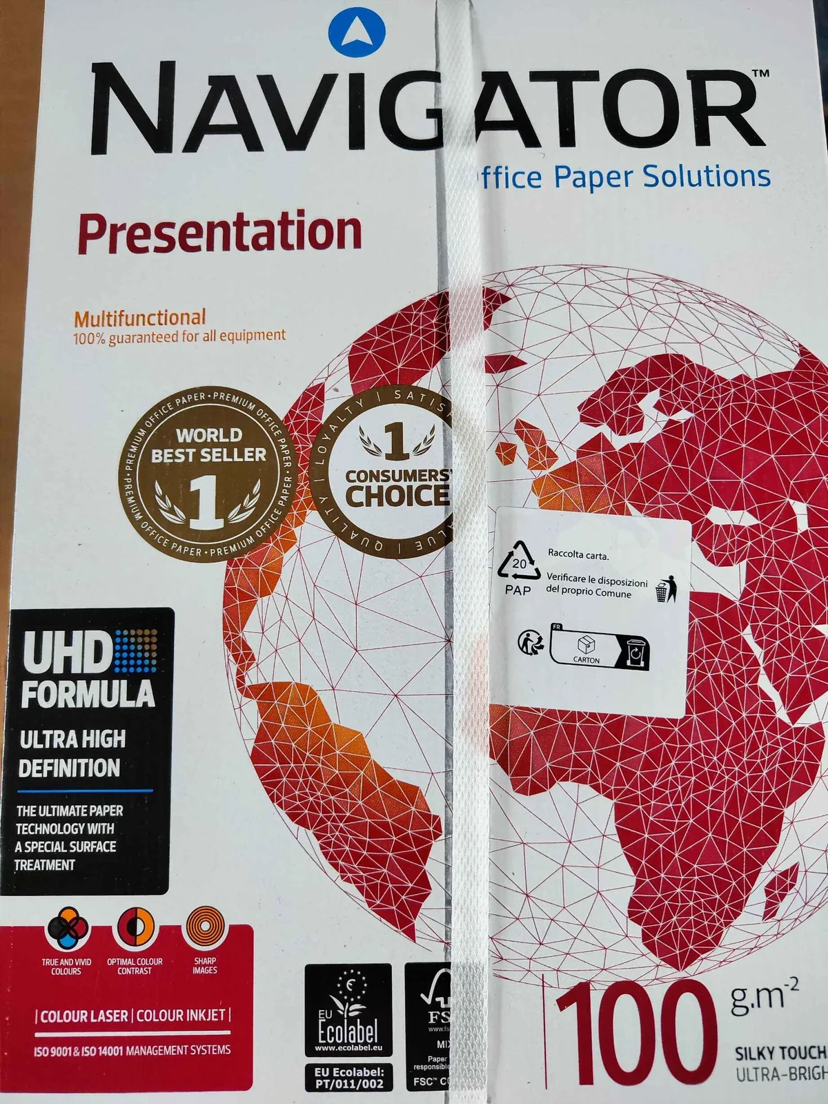 Navigator Presentation – Papel A4 100 g/m² | 1 Resma de 500 Hojas Blancas