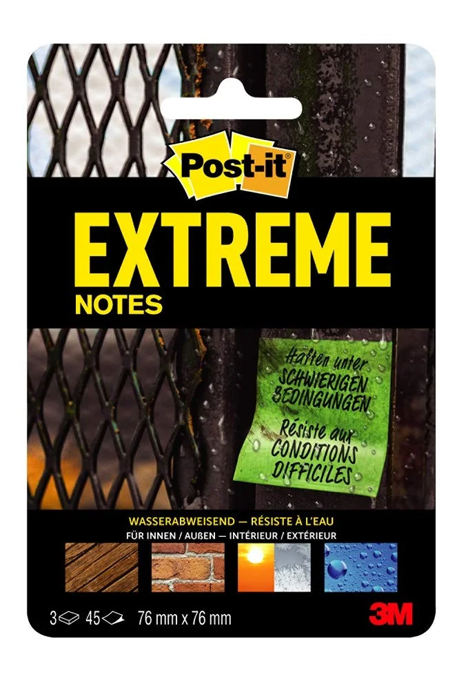 Post-it Notes Extreme 76 x 76 mm, 3 bloques (verde/naranja/amarillo)