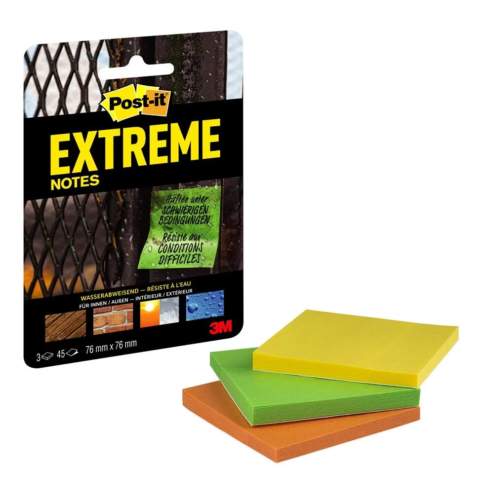 Post-it Notes Extreme 76 x 76 mm, 3 bloques (verde/naranja/amarillo)