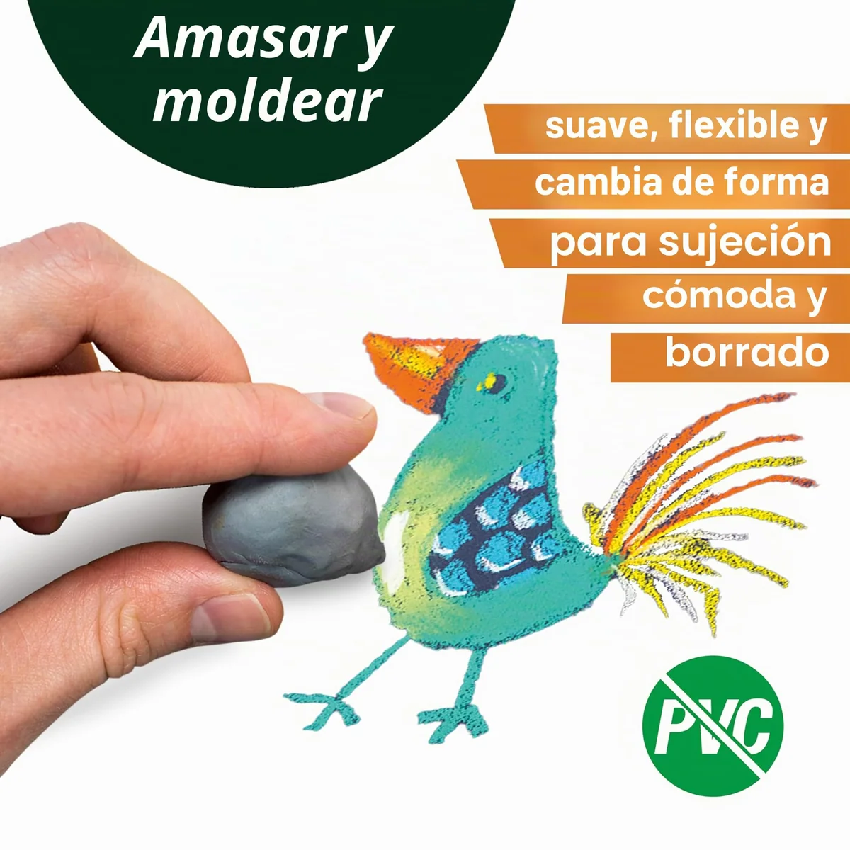Faber Castell Art Eraser - Borrador de Goma moldeable, Ideal para Dibujo, tamaño Grande, Gris, Paquete de 4 Unidades