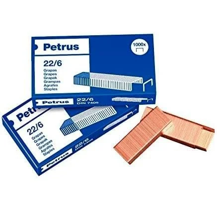 Petrus 55781 – Grapas 22/6 30 Hojas Blíster 4 Cajas 1000 Grapas
