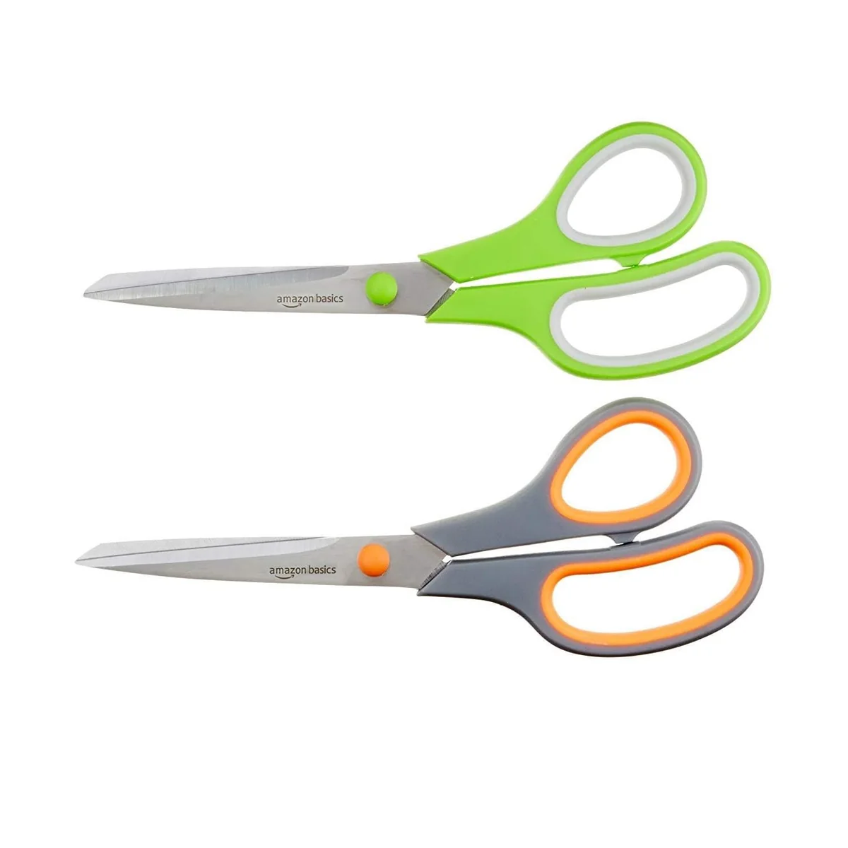Amazon Basics Tijeras de acero inoxidable, cómodas, multifuncionales, multiusos, recubiertas de PVD, paquete de 2, oficina, hogar, cocina, multicolor