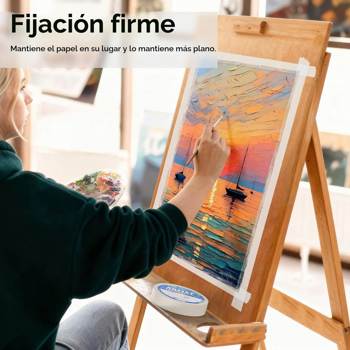 JusArt Cinta adhesiva de 3 paquetes para papel de acuarela,1,27 cm de ancho, 183 m de largo, cinta blanca para dibujo, pintura a gran escala, libre de ácido, de baja adherencia