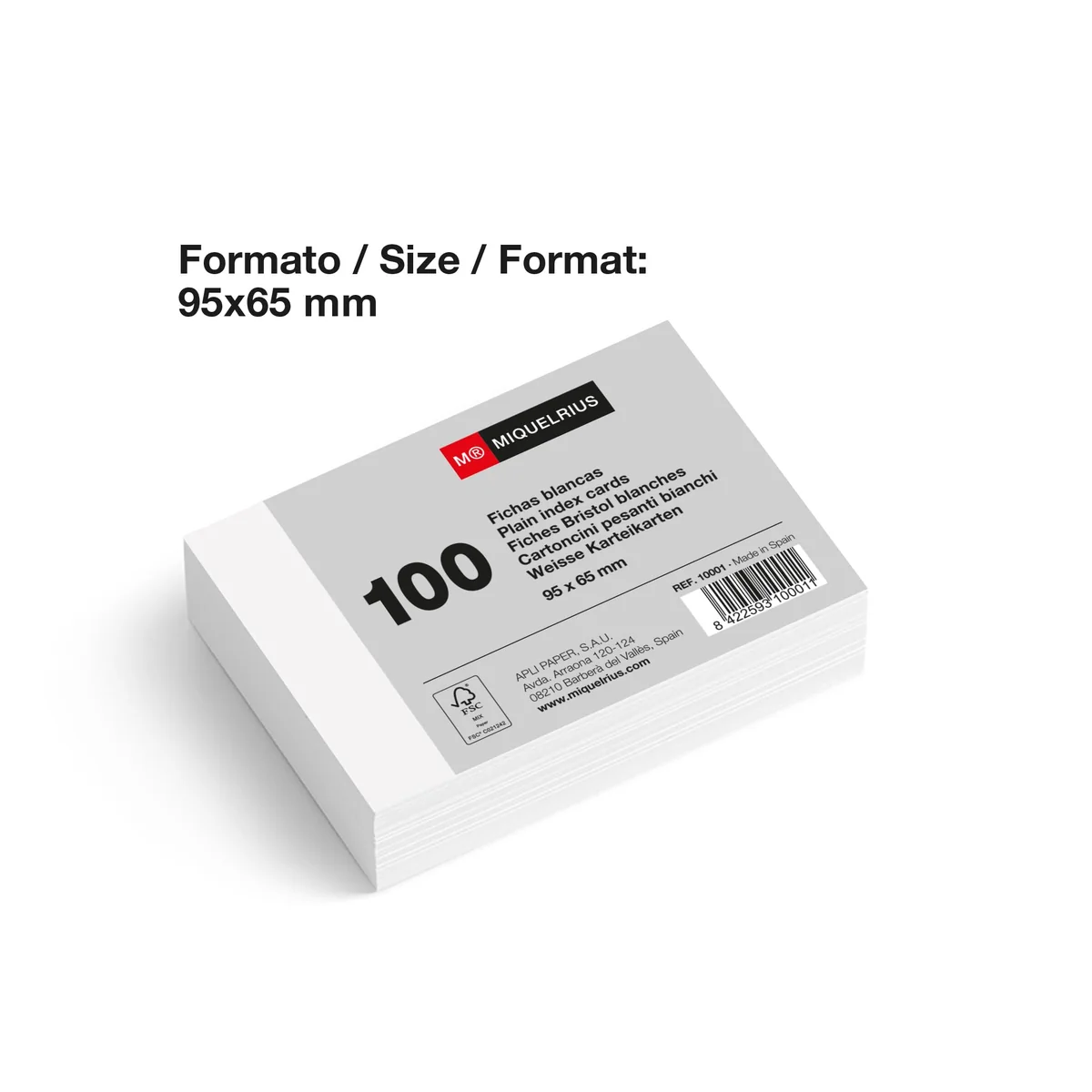 Miquelrius - Fichas de Cartulina Blancas Lisas 200 Uds, 95 x 65 mm