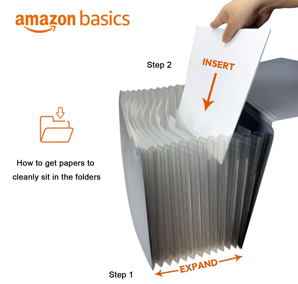 Amazon Basics Carpeta de acordeón (tamaño A4), Paquete de 1, Negra