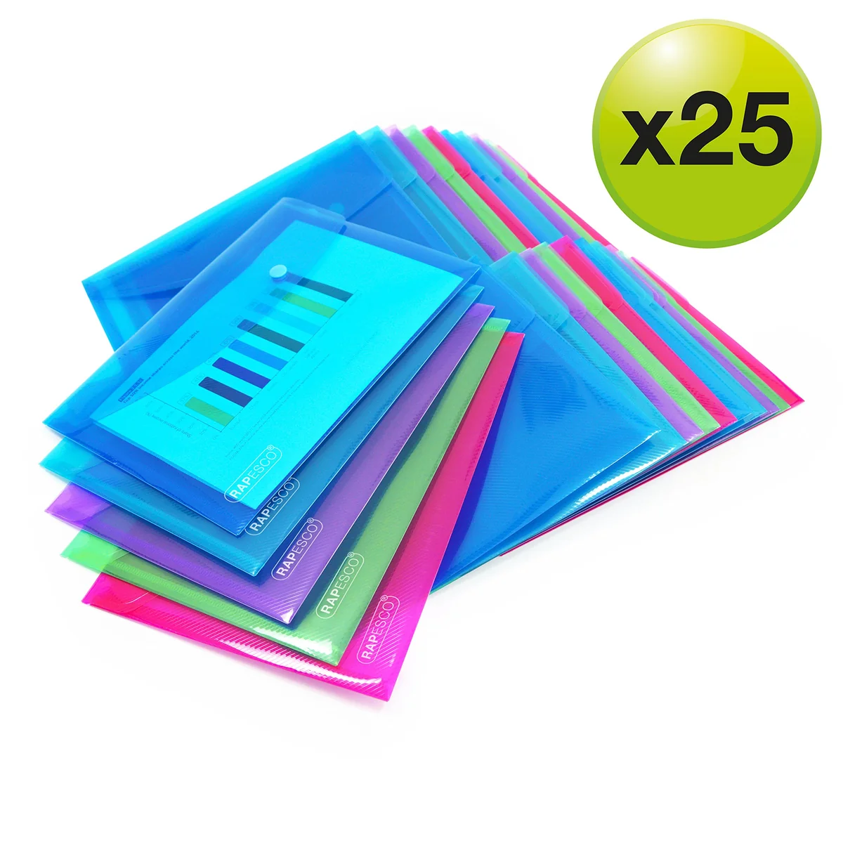 Rapesco 1498 ECO Carpeta Sobre Portafolios con Broche, A5, 25 Unidades