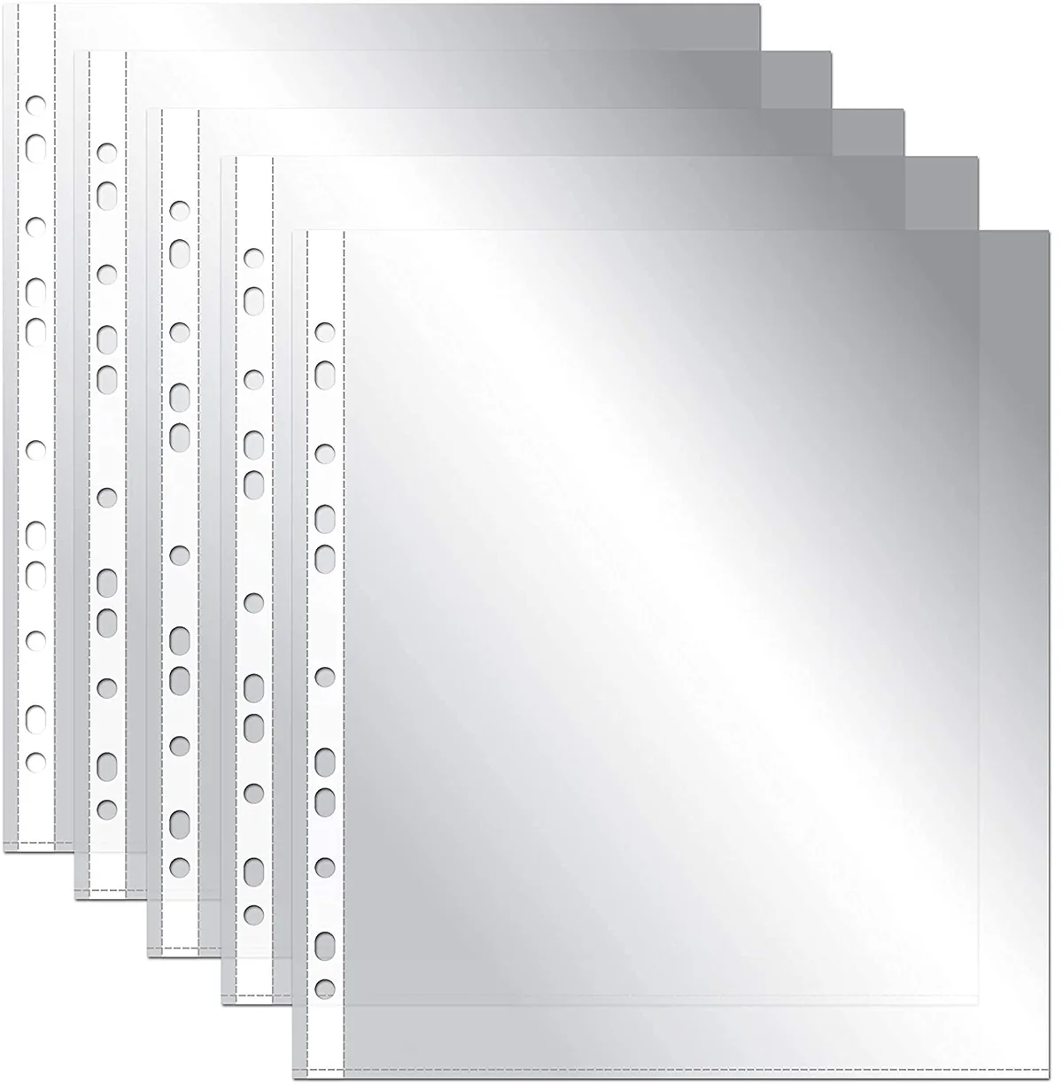 OFITURIA® Fundas Perforadas Multitaladro para Folios A4 Plástico Transparente de Polipropileno Piel de Naranja - 100 unidades