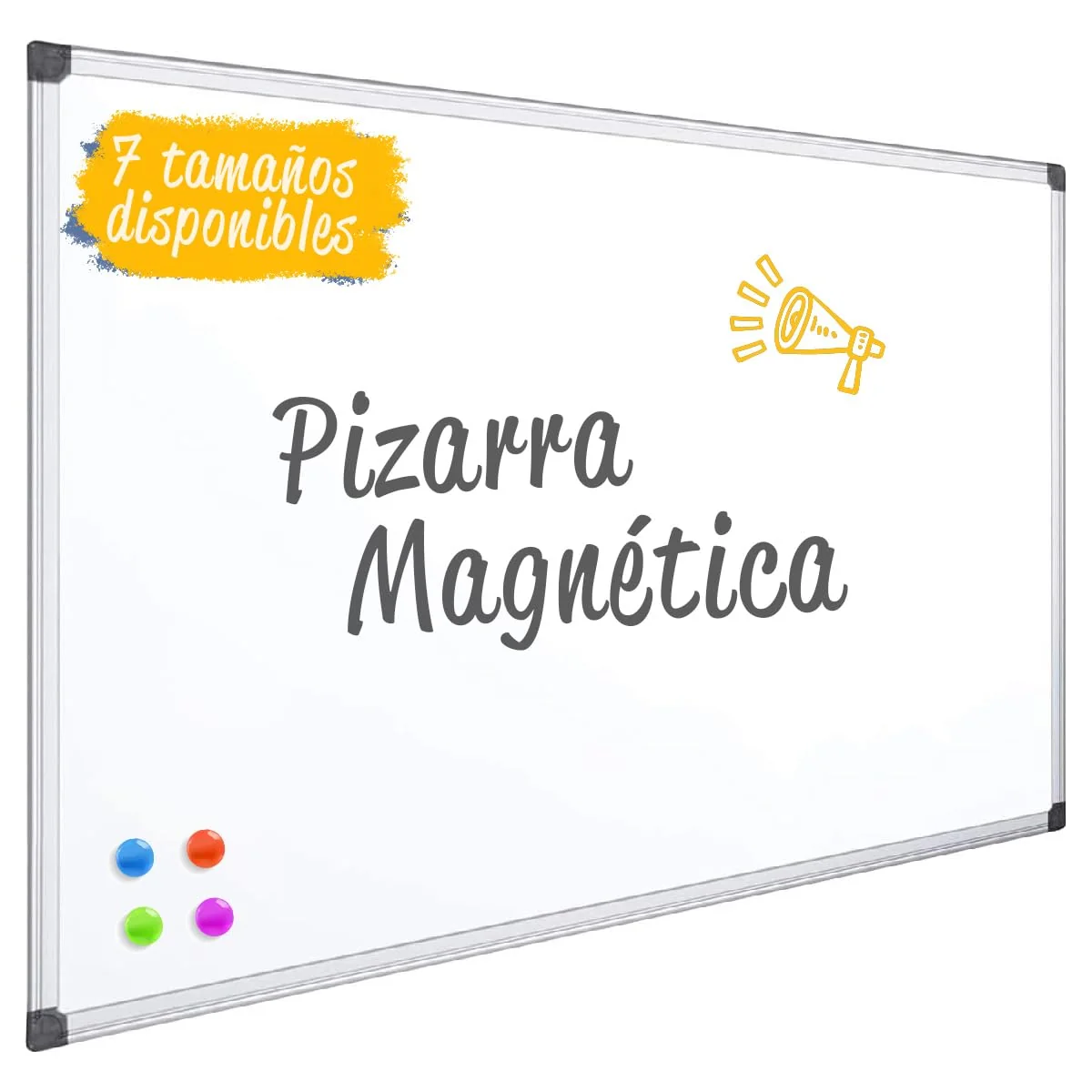 OFITURIA® Pizarra Blanca Magnética Lacada Con Marco De Aluminio Resistente Fácil De Borrar En Seco, Medida 60x45 cm