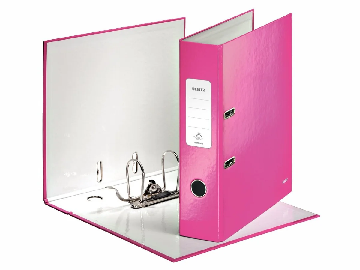 LEITZ 10050023 - Archivador de palanca carton forrado WOW 180º A4 Lomo 80 mm. color fucsia metalizado