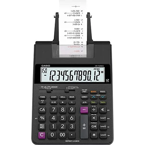 Casio, HR-150RCE, Calculadora impresora, 6,5 x 16,5 x 29,5 cm, color negro