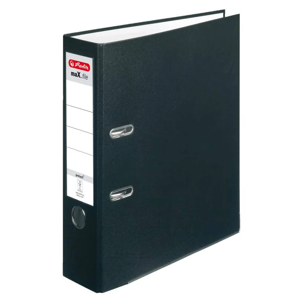 Herlitz Max File Protect - Archivador con anillas A4, negro