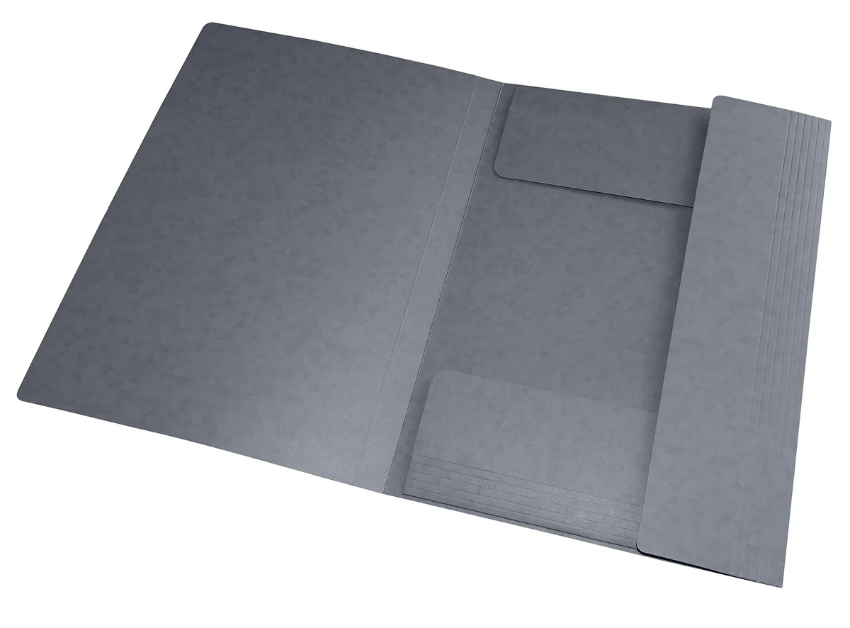 Oxford Top File + - Lote de 10 carpetas de cartón con 3 solapas, formato A4, cierre con elásticos, color gris
