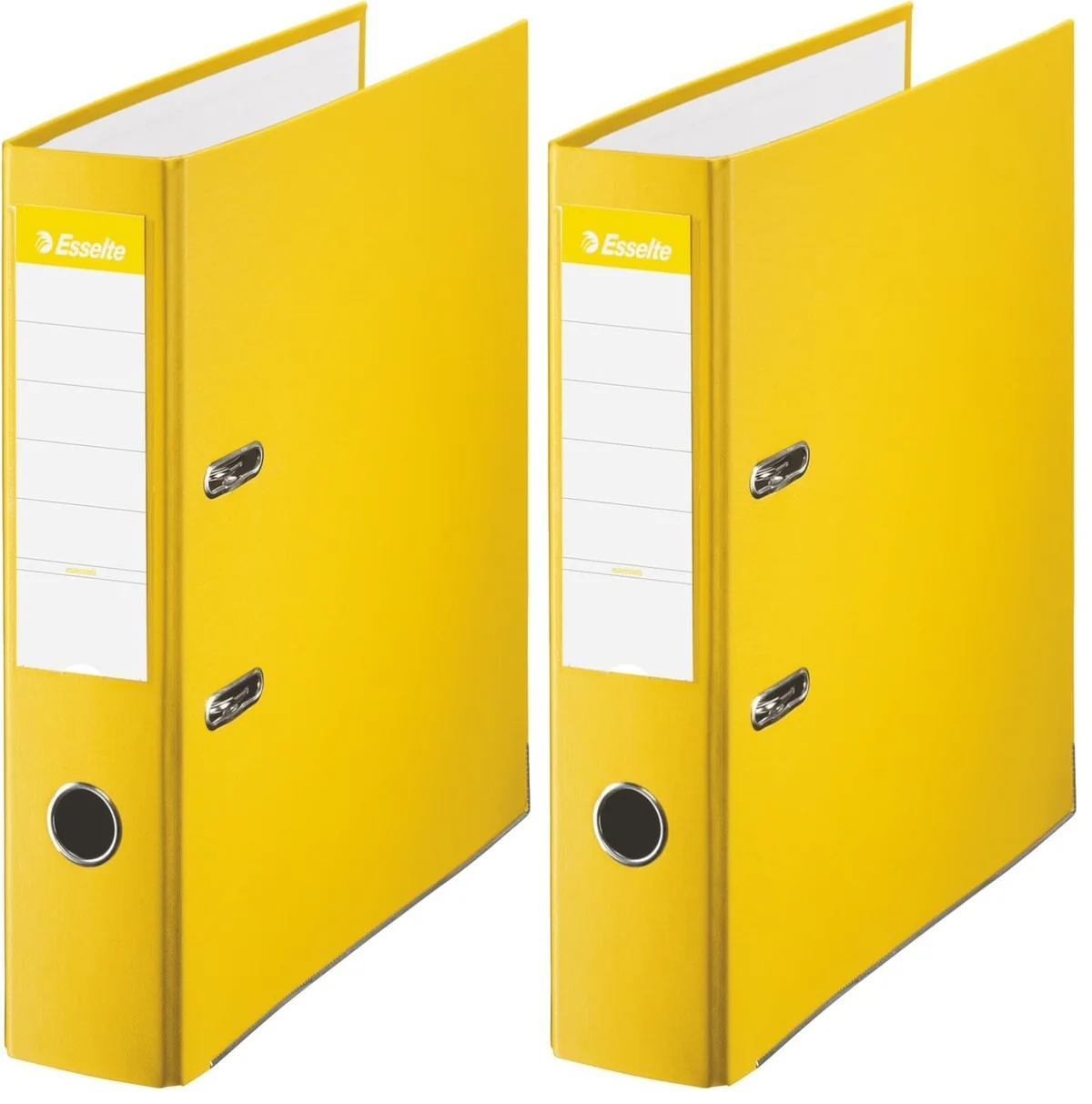 Esselte 42324 - Archivador de Palanca de PP de Plástico Forrado, Tamaño Folio, Amarillo, Anchura Lomo: 75 mm, 1 Unidad, Capacidad de 500 Hojas A4