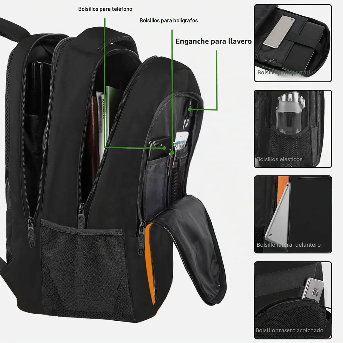 MATEIN Mochila Portatil 15.6 Impermeable, Mochila Ordenador Portatil