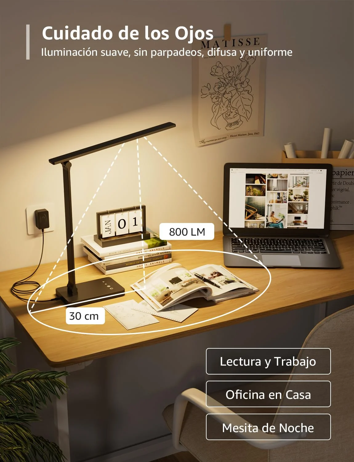 Lepro Lámpara Escritorio LED 750 LM Regulable Negro