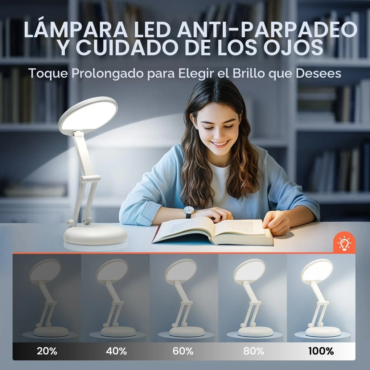 One Fire Lampara Escritorio Flexo Escritorio LED Portátil & Plegable, 3600mAH+10 Brillo Lamparas sin Cables Flexo LED Escritorio, 1000 LM Lampara LED Escritorio Luz lectura, Lamparas Mesita de Noche