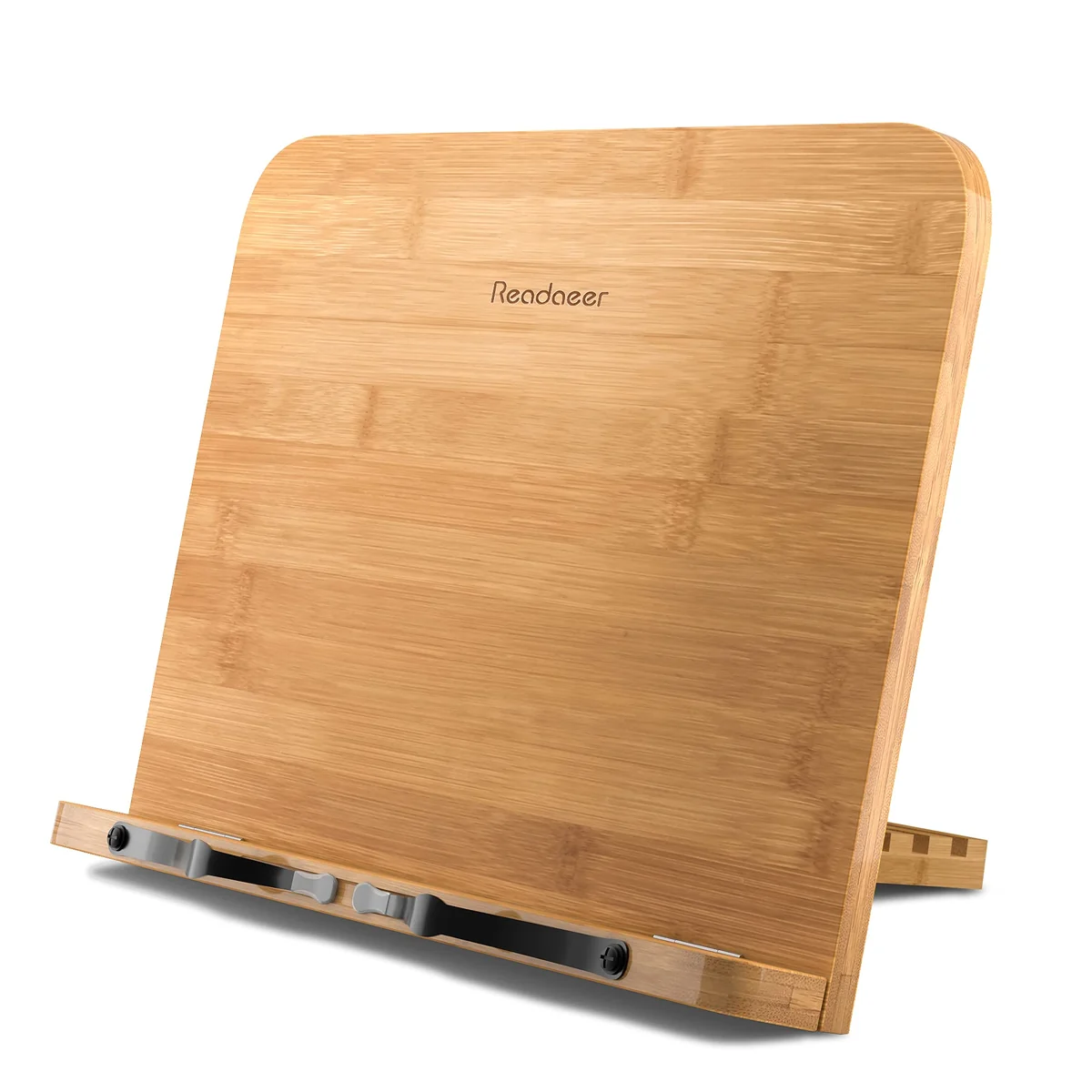 READAEER Atril para libros de cocina, soporte plegable de bambú con 6 alturas ajustables