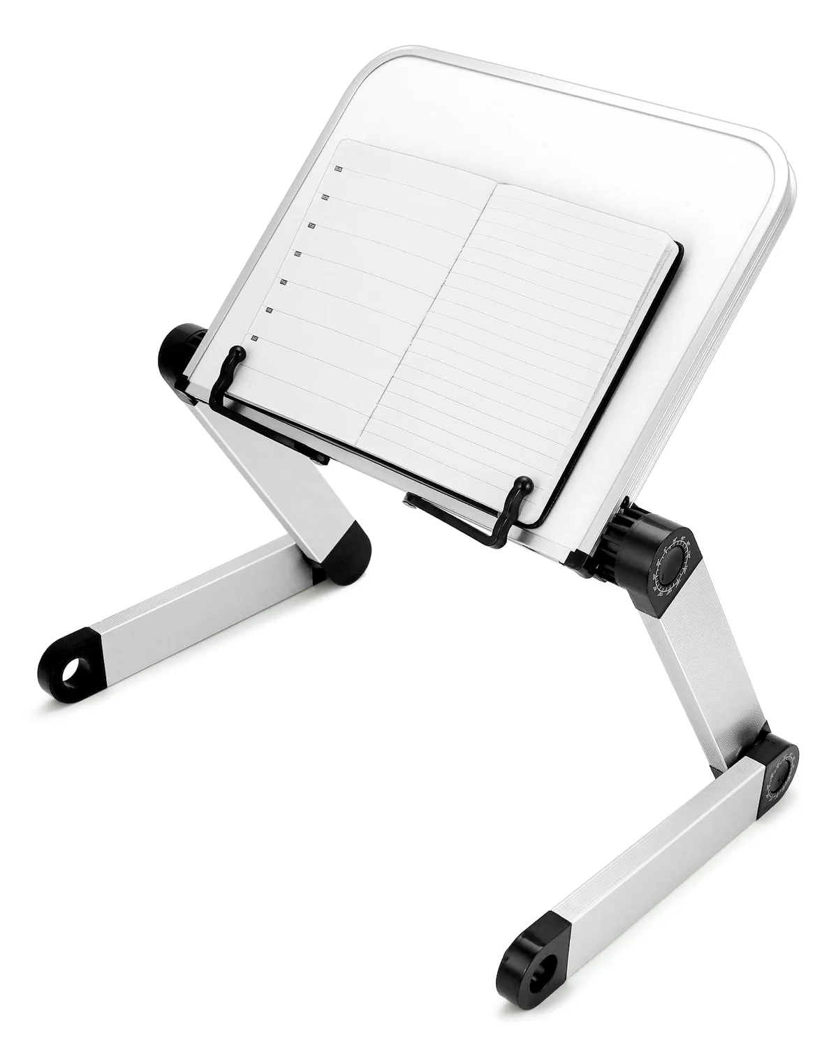 QWORK® Soporte para Libros Ajustable, Soporte de Lectura de aleación de Aluminio, Soporte para Libros de Cocina, Plegable, Blanco