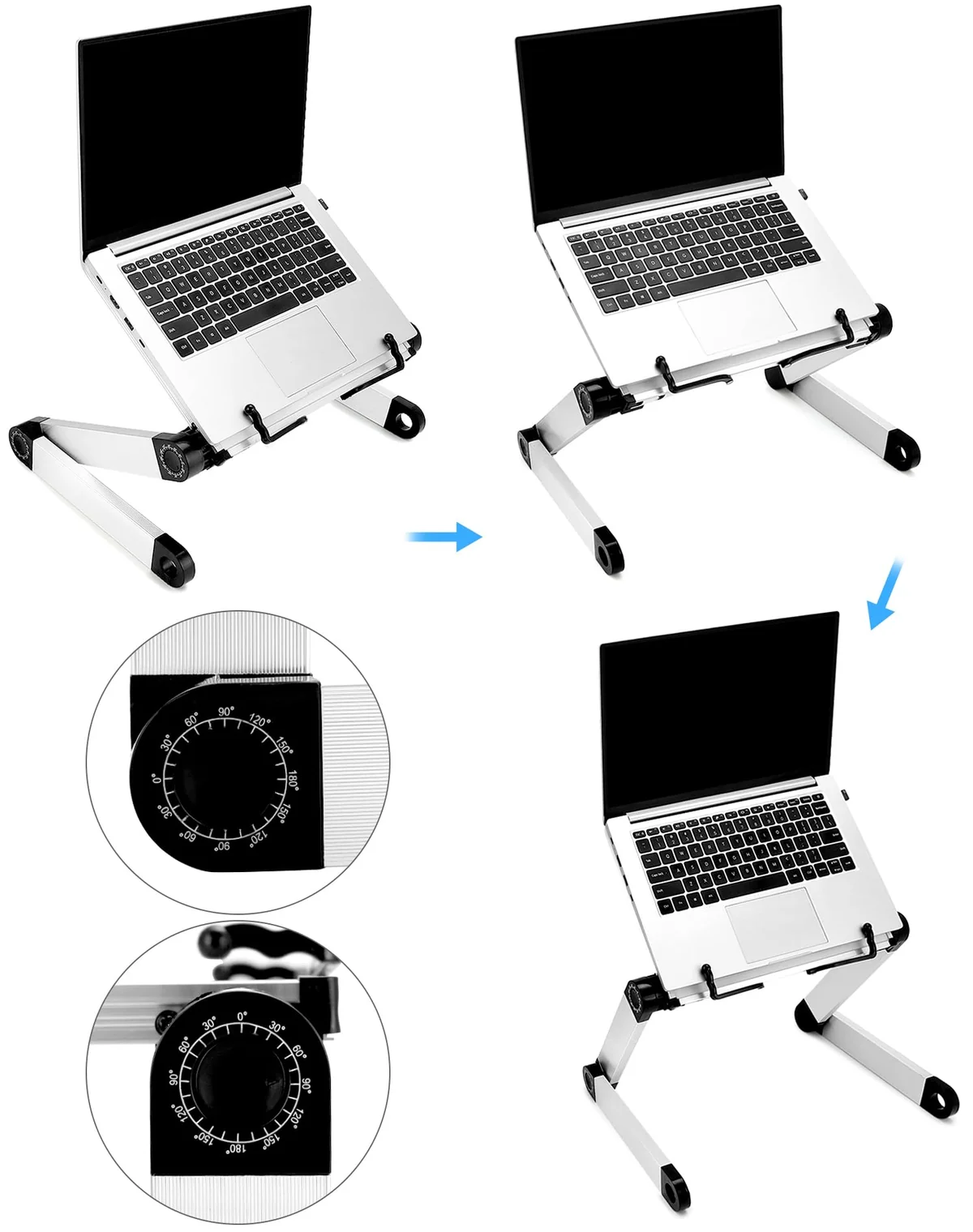 QWORK® Soporte para Libros Ajustable, Soporte de Lectura de aleación de Aluminio, Soporte para Libros de Cocina, Plegable, Blanco