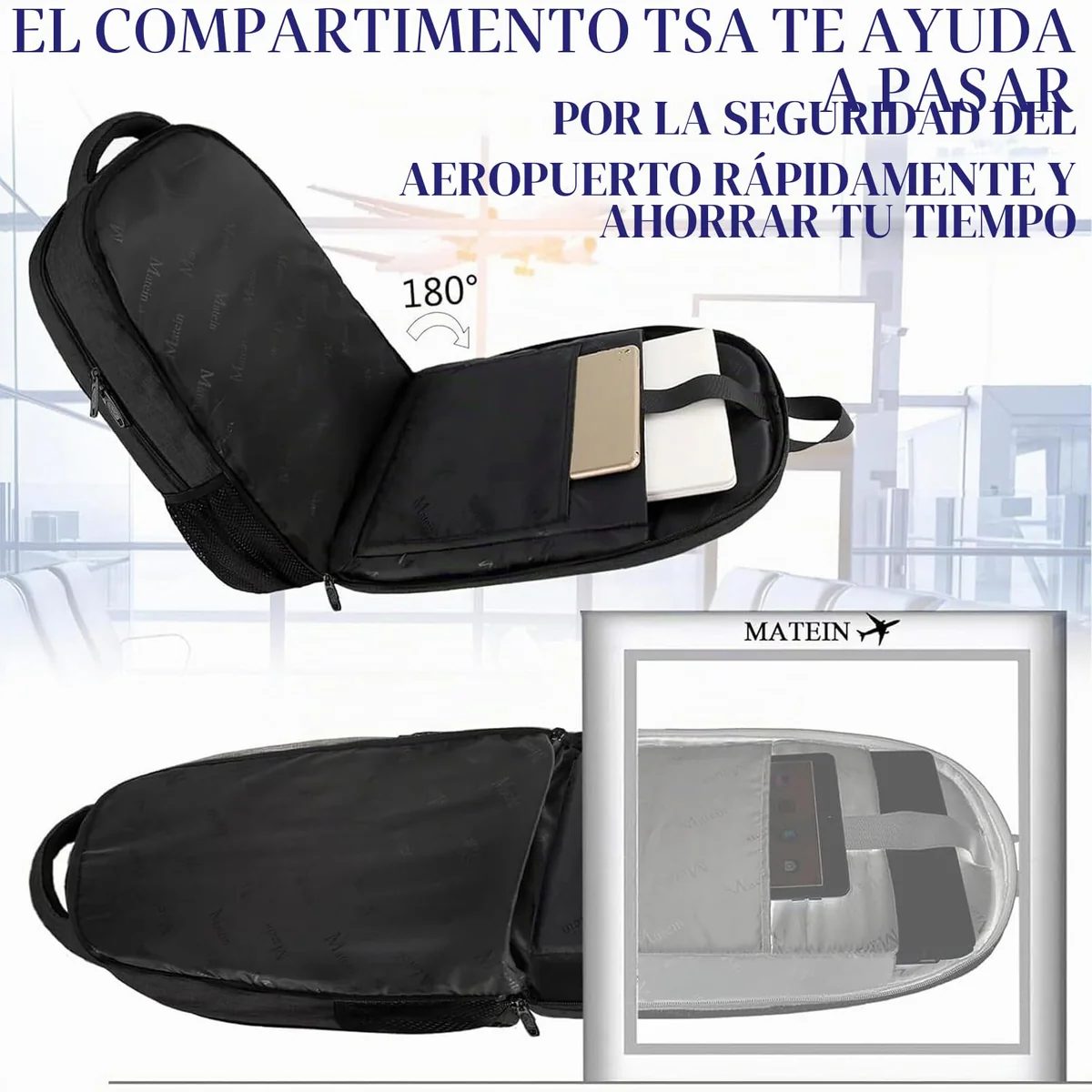MATEIN Mochila Portatil 17 Pulgadas, Mochila Antirrobo Hombre, Negro