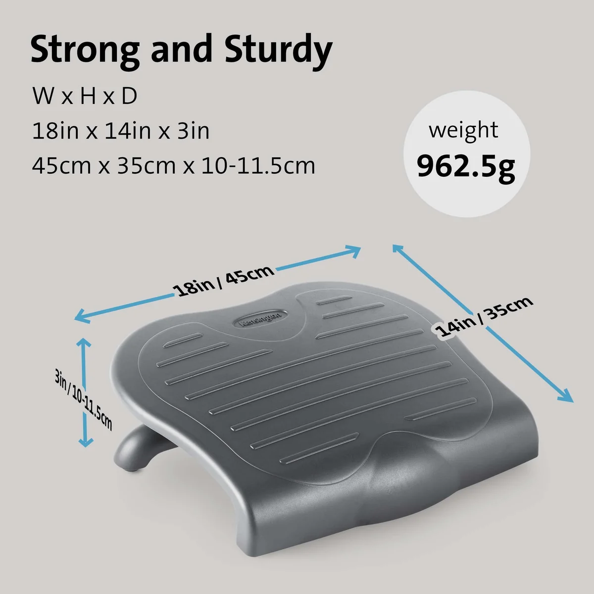 Kensington 56152 – Reposapiés SoleSaver 3 Alturas 450×350 Mm