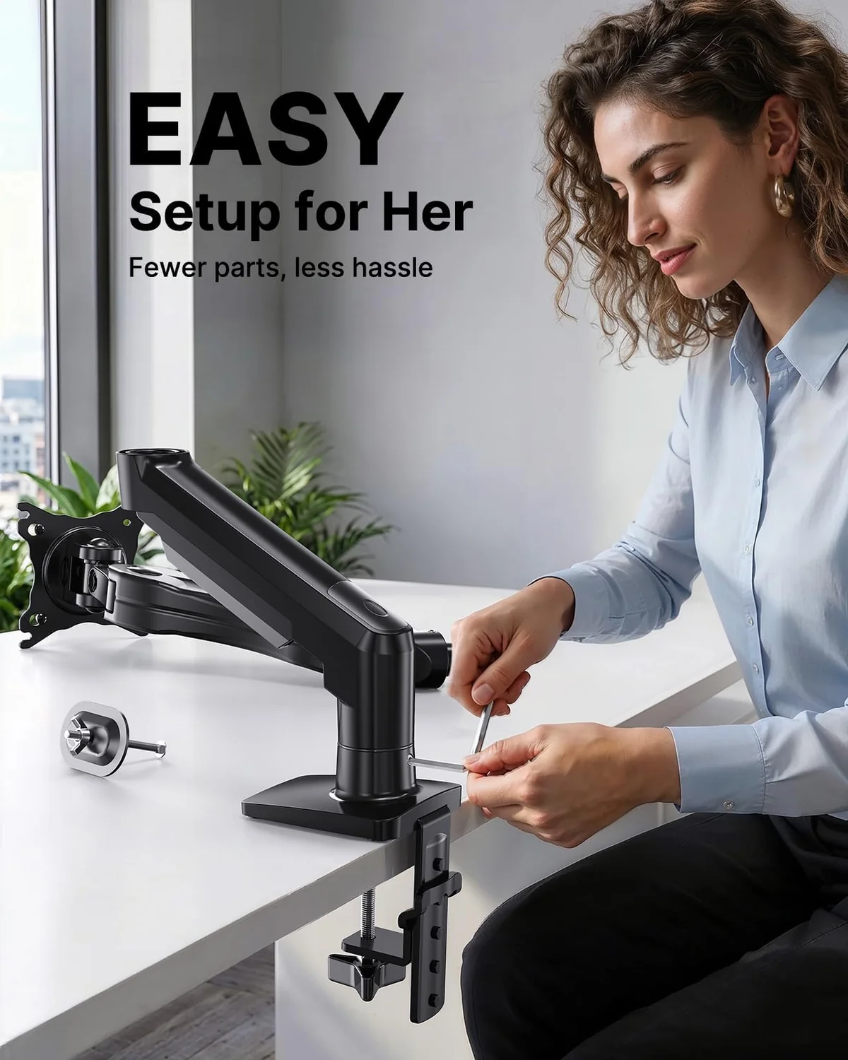 HUANUO Soporte Monitor Escritorio para Pantallas 13-32 Pulgadas, Brazo Monitor hasta 9 kg, Monitor Arm Ergonómico con Inclinación, Giro y Rotación 360°, Altura Regulable, VESA 75x75/100x100
