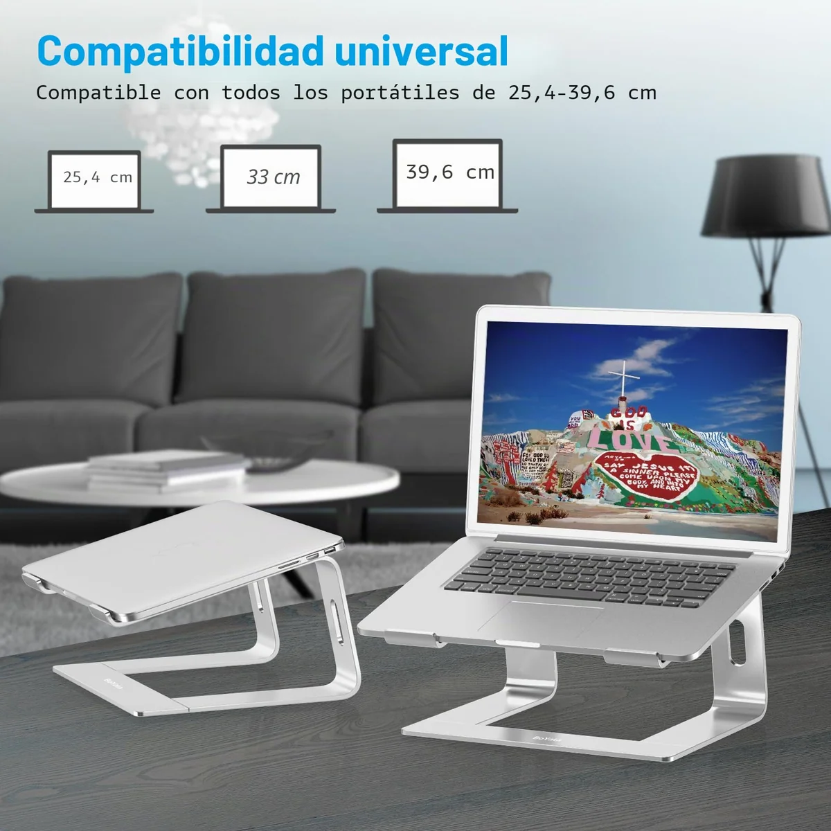 BoYata Soporte Portatil, Laptop Stand, Aluminio Soporte Laptop, Soporte Ordenador Compatible con MacBook, DELL, Samsung, HP de 11-14" Portátil