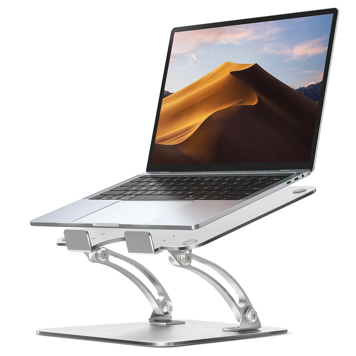 Nulaxy Soporte de portátil o notebook de 10 a 17 pulgadas, totalmente ajustable para escritorio, elevador, plegable, dual, aluminio, ventilación de calor, ergonómico, accesorio de oficina, color plata