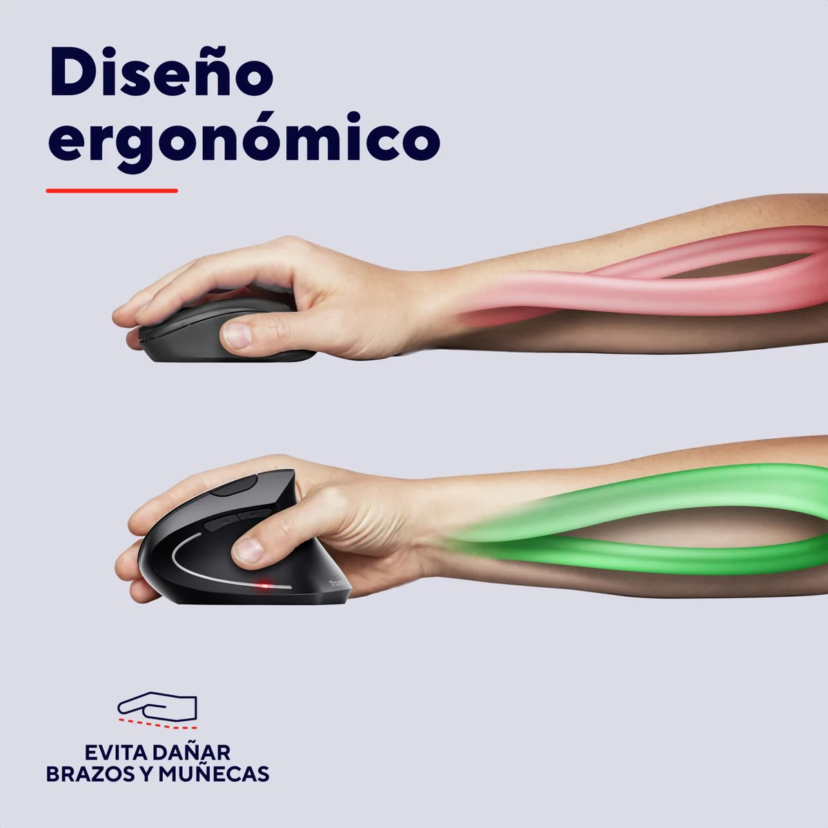 Trust Verto Ratón Vertical Ergonómico Inalámbrico 2.4GHz, Negro