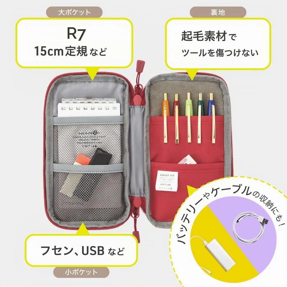 Lihit Lab.Smart Fit - Estuche compacto para lápices y bolígrafos, color azul marino