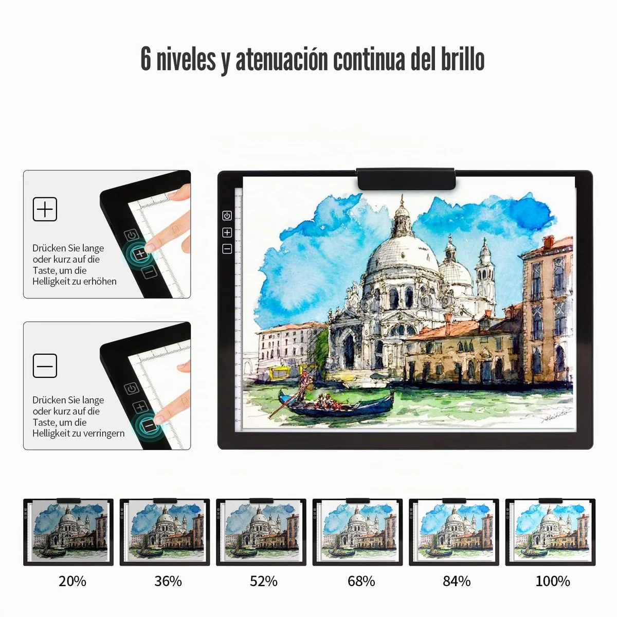 Recargable A4 Mesa de Luz Dibujo light board con bolsa, Mesa de Luz para Calcar con 6 niveles de brillo tablero de luz para rastrear, tablero de luz para dibujo, pintura de diamantes, pintura