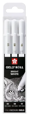 Sakura Gelly Roll blanco, 3 grosores