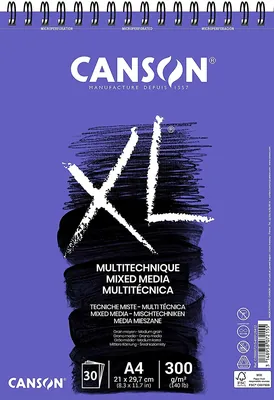 Canson XL Textured, Papel Mixed Media, Grano medio, 300g